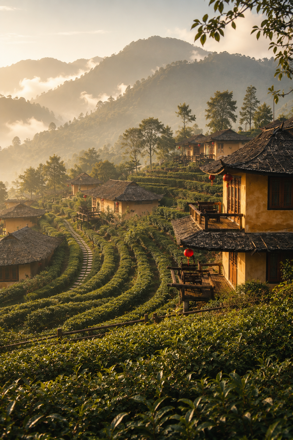 Đồi trà trong sương